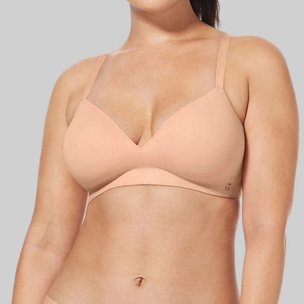 Tommy JohnCool Cotton Lightly Lined Wireless Bra Tan Nude Sz 32D